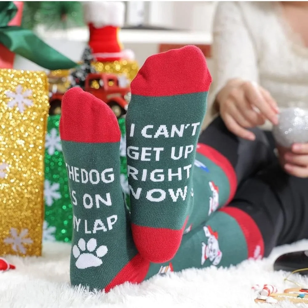 Chic Nation Green and Red Dog Lover Socks